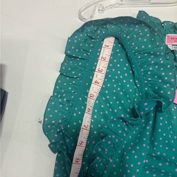 Kate Spade Poolside Dot Shell Ruffled Blouse Top Green Size S - Picture 6 of 6